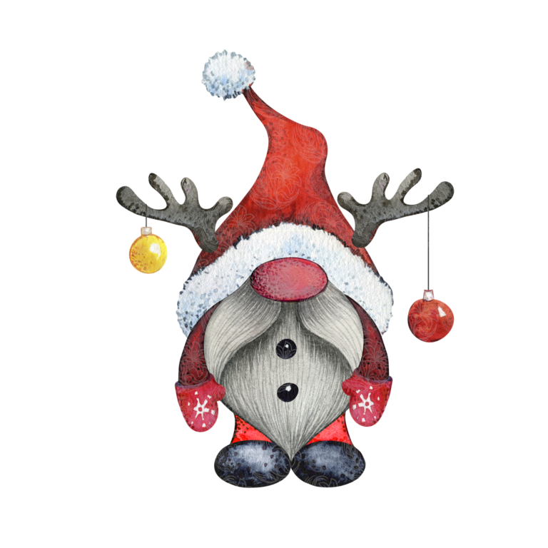 Christmas Gnome with Antlers and Ornaments – GBH22579